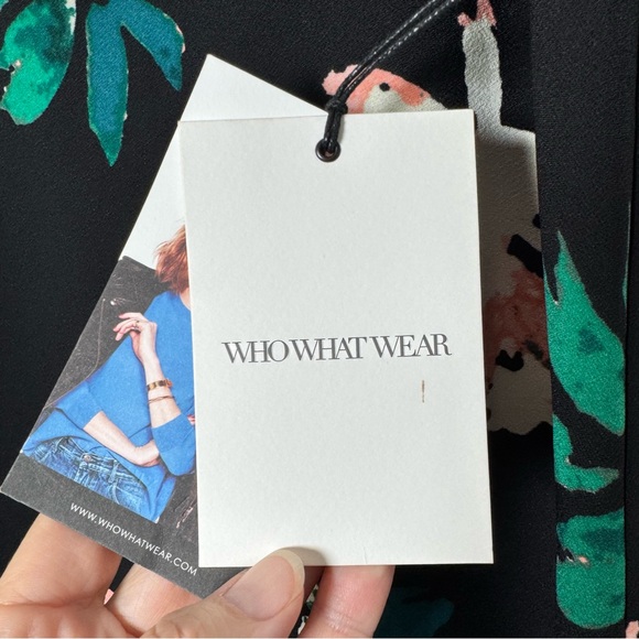 Who What Wear Black Floral Asymmetrical Hem Dress Sleeveless Small NWT - Picture 9 of 14